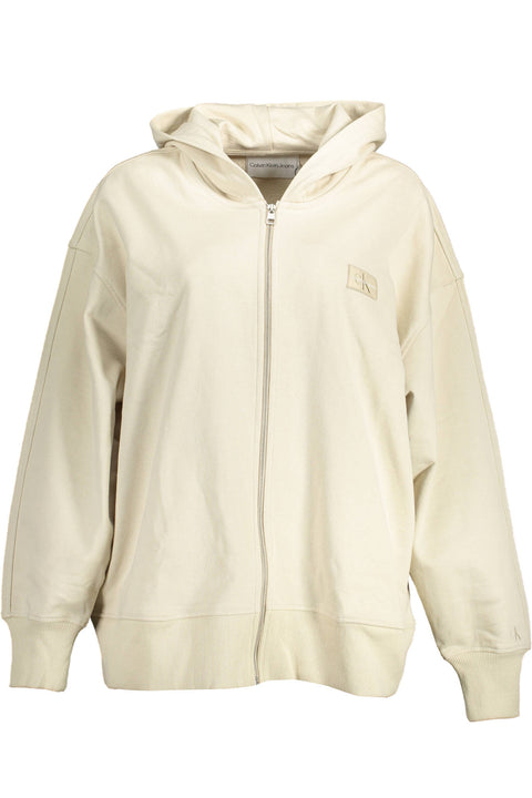 Calvin Klein Felpa Con Zip Donna Beige