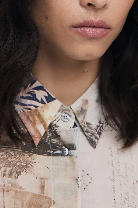 Desigual Camicia Maniche Lunghe Donna Beige