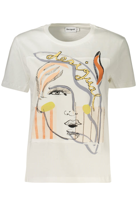 Desigual T-Shirt Maniche Corte Donna Bianco