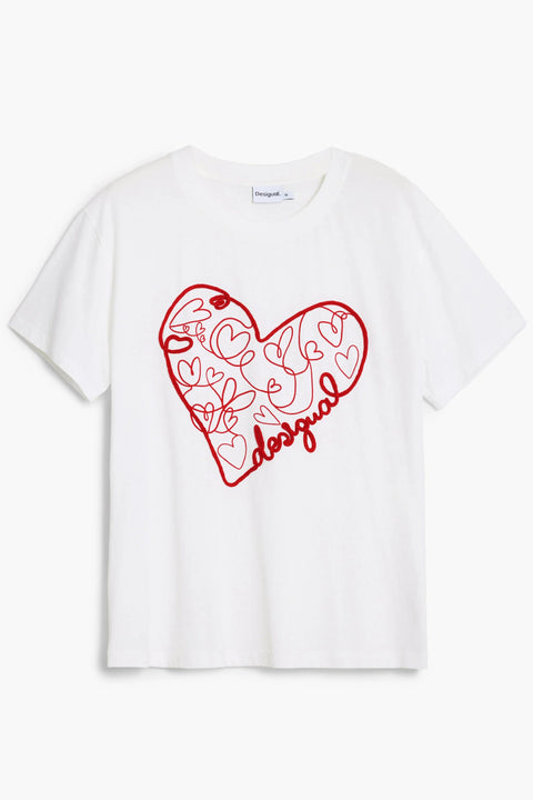 Desigual T-Shirt Maniche Corte Donna Bianco