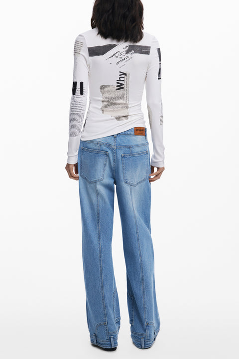 Desigual T-Shirt Maniche Lunghe Donna Bianco