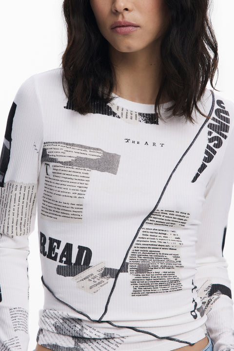 Desigual T-Shirt Maniche Lunghe Donna Bianco
