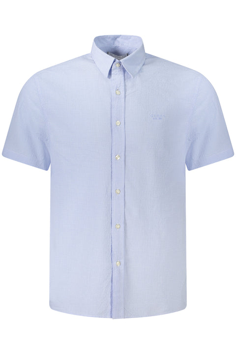Guess Jeans Camicia Maniche Corte Uomo Azzurro