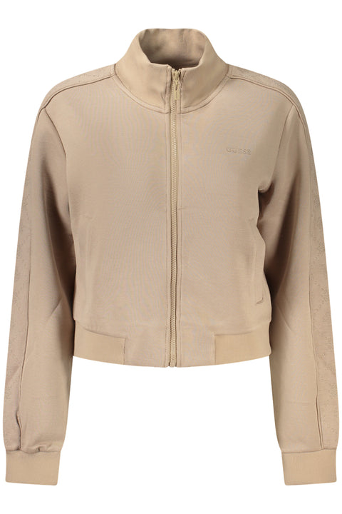 Guess Jeans Felpa Con Zip Donna Beige