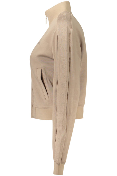 Guess Jeans Felpa Con Zip Donna Beige